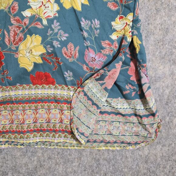 Angie Womens Open Kimono Cover Up Size S - XL Teal Blue Floral Boho Festival - Picture 8 of 8